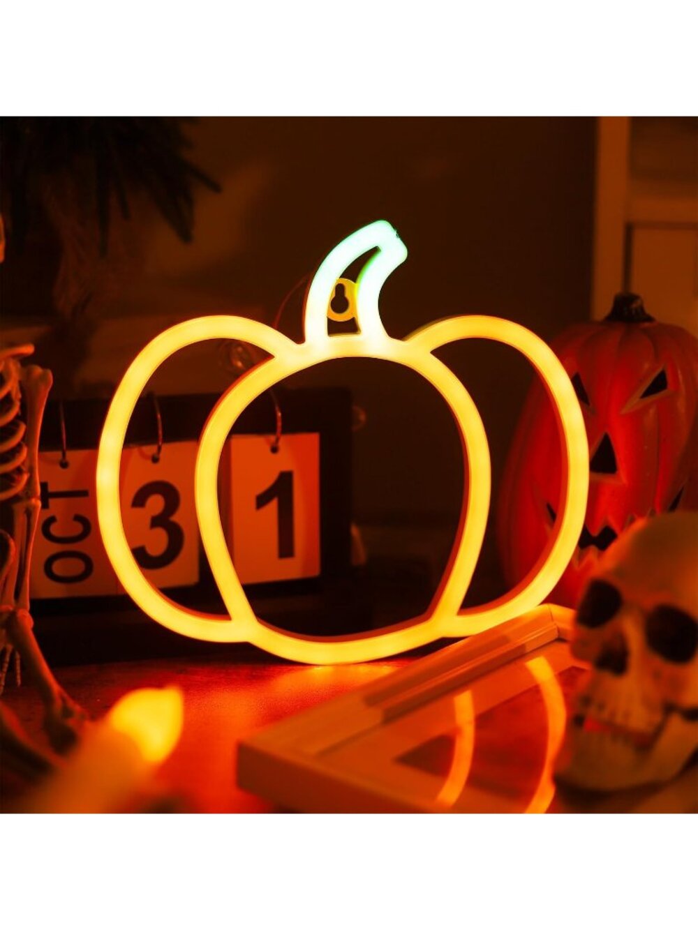 🎃1pack Orange Hang Pumpkin Neon Signs Light Halloween Thanksgiving Autumn Decor - Picture 5 of 7